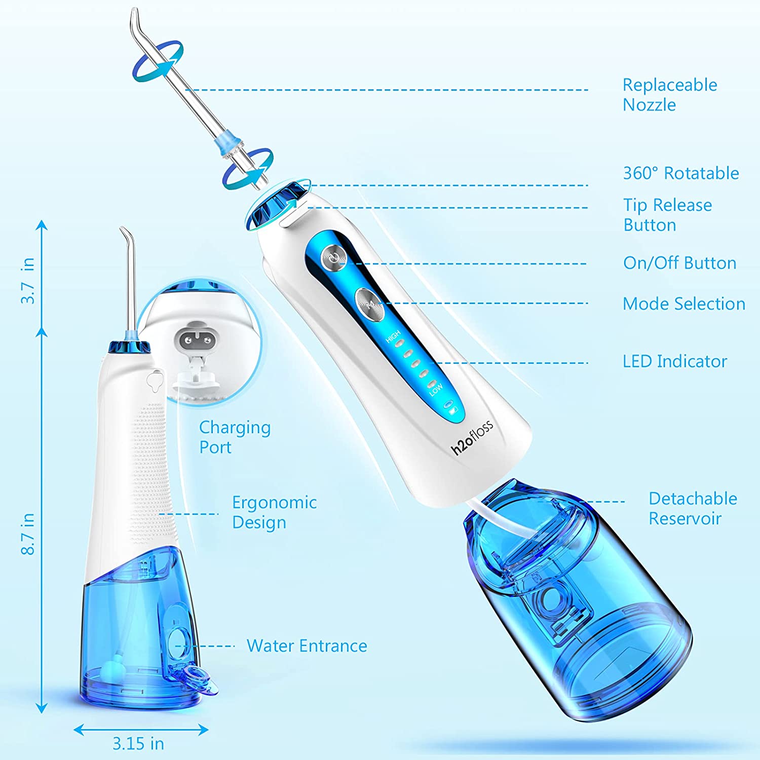 h2ofloss cordless water flosser